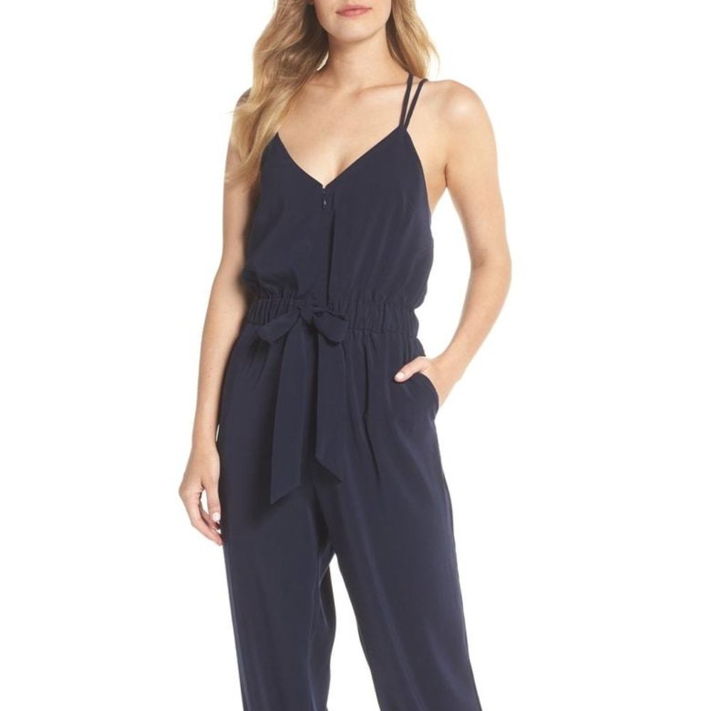 Vince Camuto Zip Jogger Jumpsuit Navy Petite
